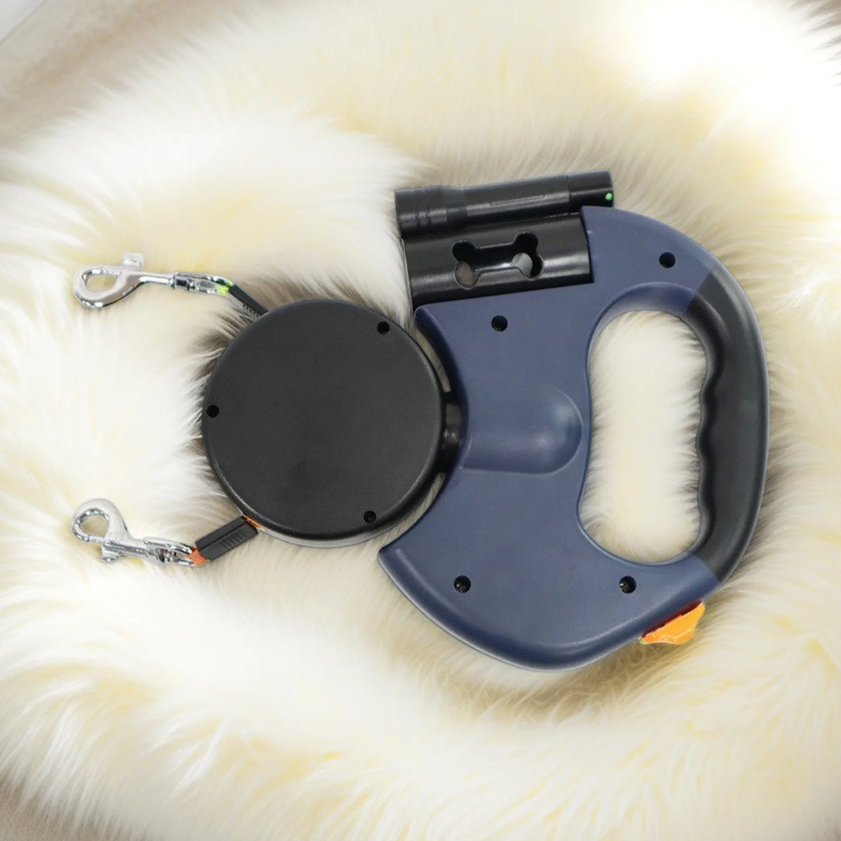 Retractable Dual Dog Leash With Led Light And Braking