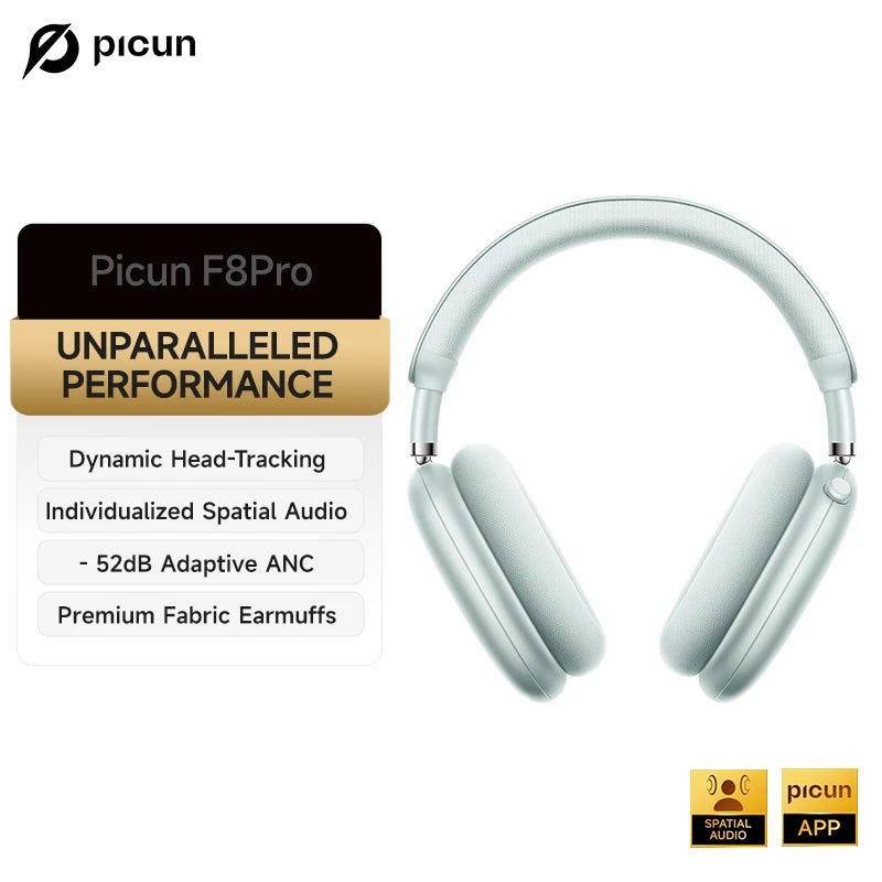 Picun F8 Pro Wireless ANC Headphones Featuring Immersive Spatial Audio
