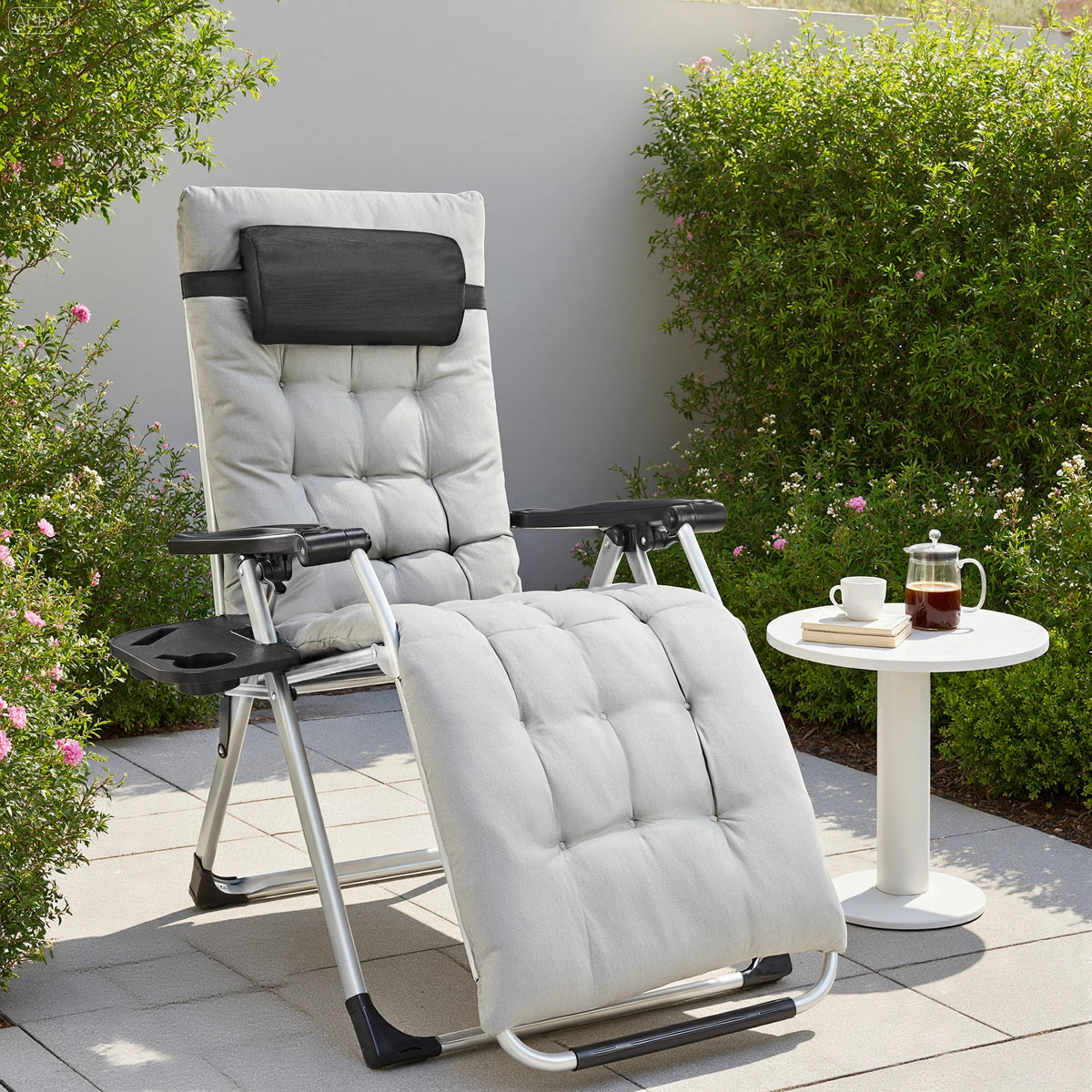 JHK Zero Gravity Portable Recliner Outdoor Lounge Chair With Pillow