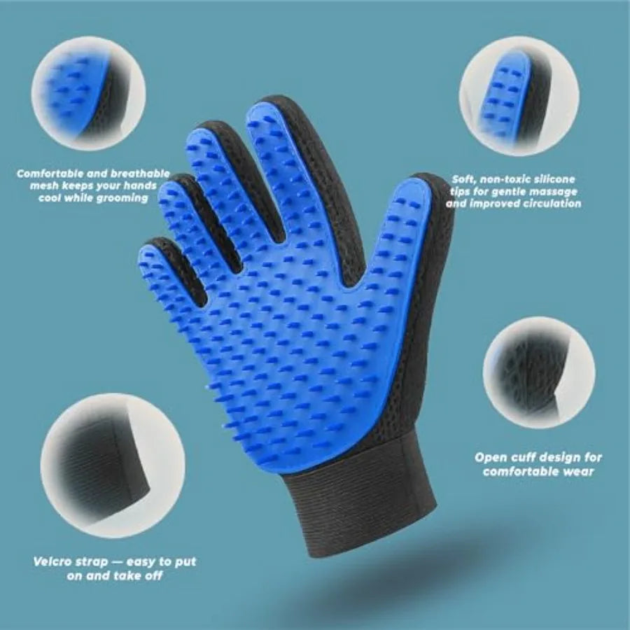 Efficient 2-in-1 Deshedding Pet Grooming Glove With Massage Mitt