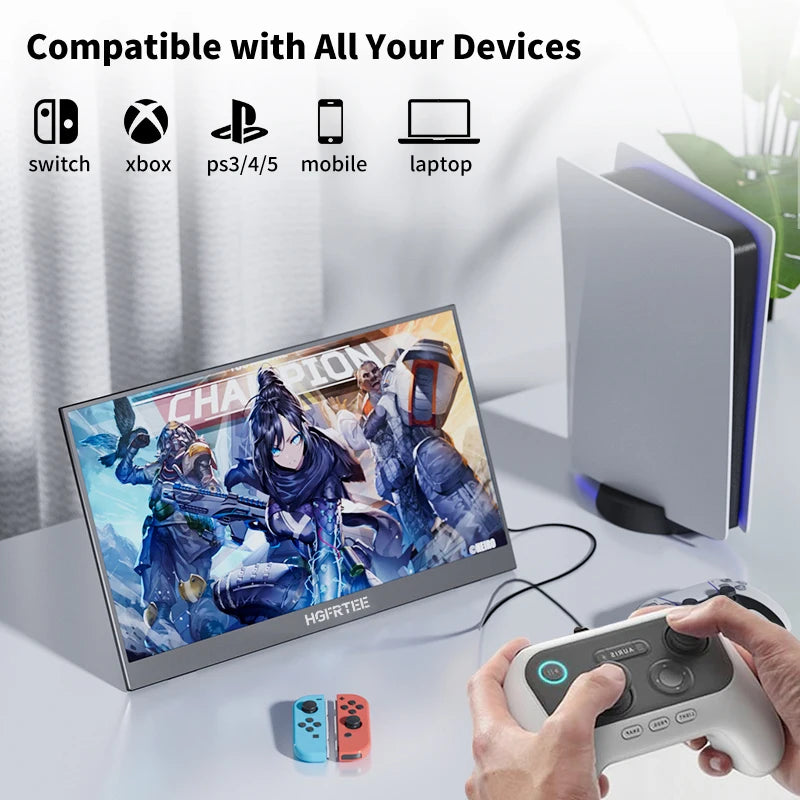 HGFRTEE Portable Monitor Second Screen GamingDisplay Built In Speakers