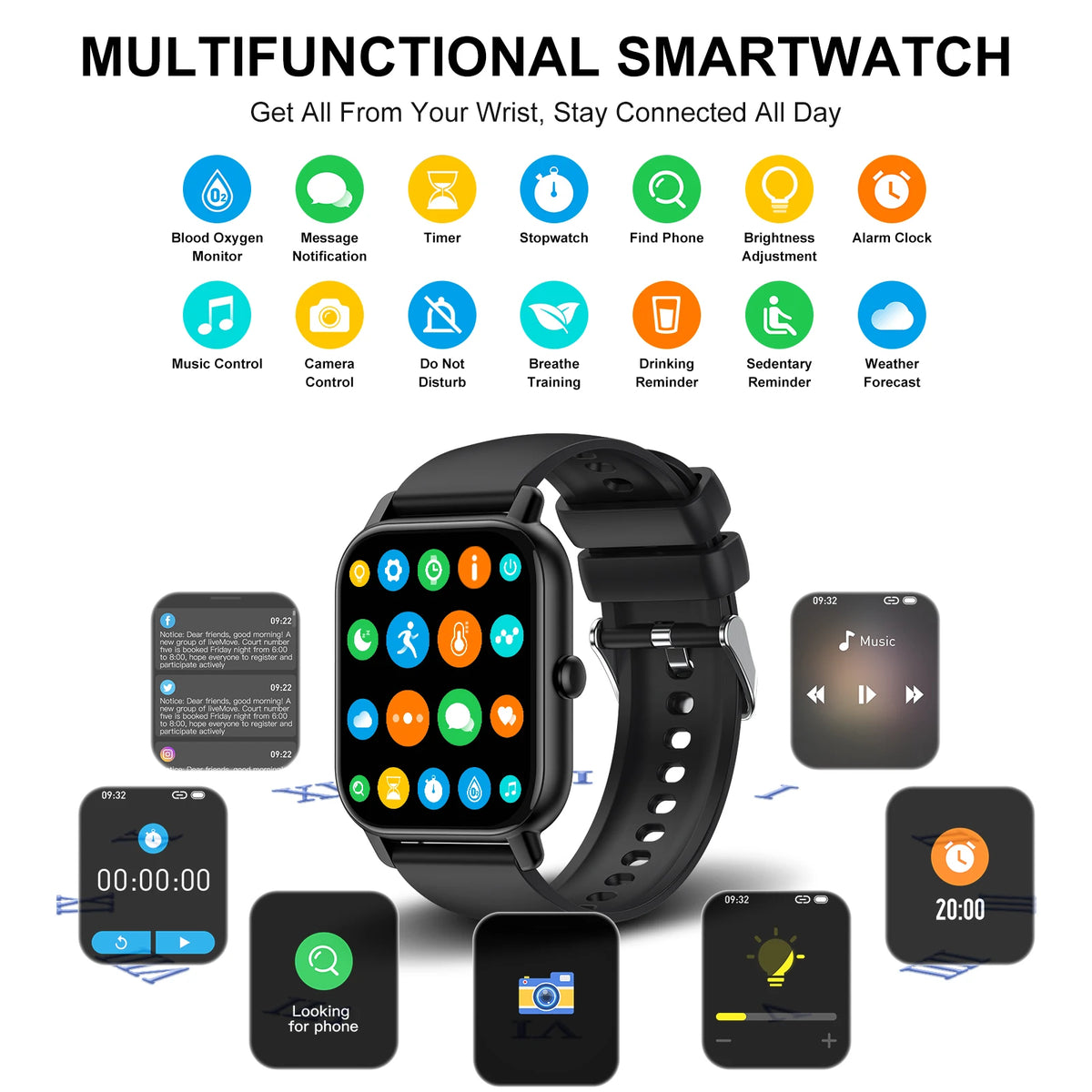 Jxrev Ultra Thin Smart Watch With 110+ Sport Modes And Ip68 Waterproof