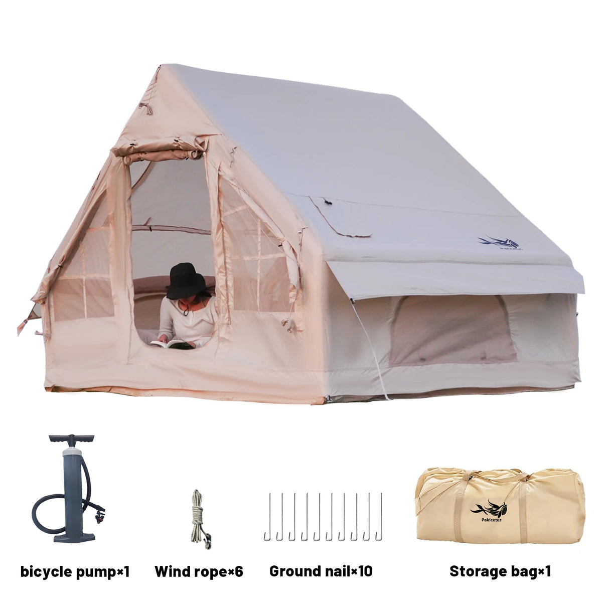 Pakicetus Luxury Inflatable Camping Tent With Stove Plug