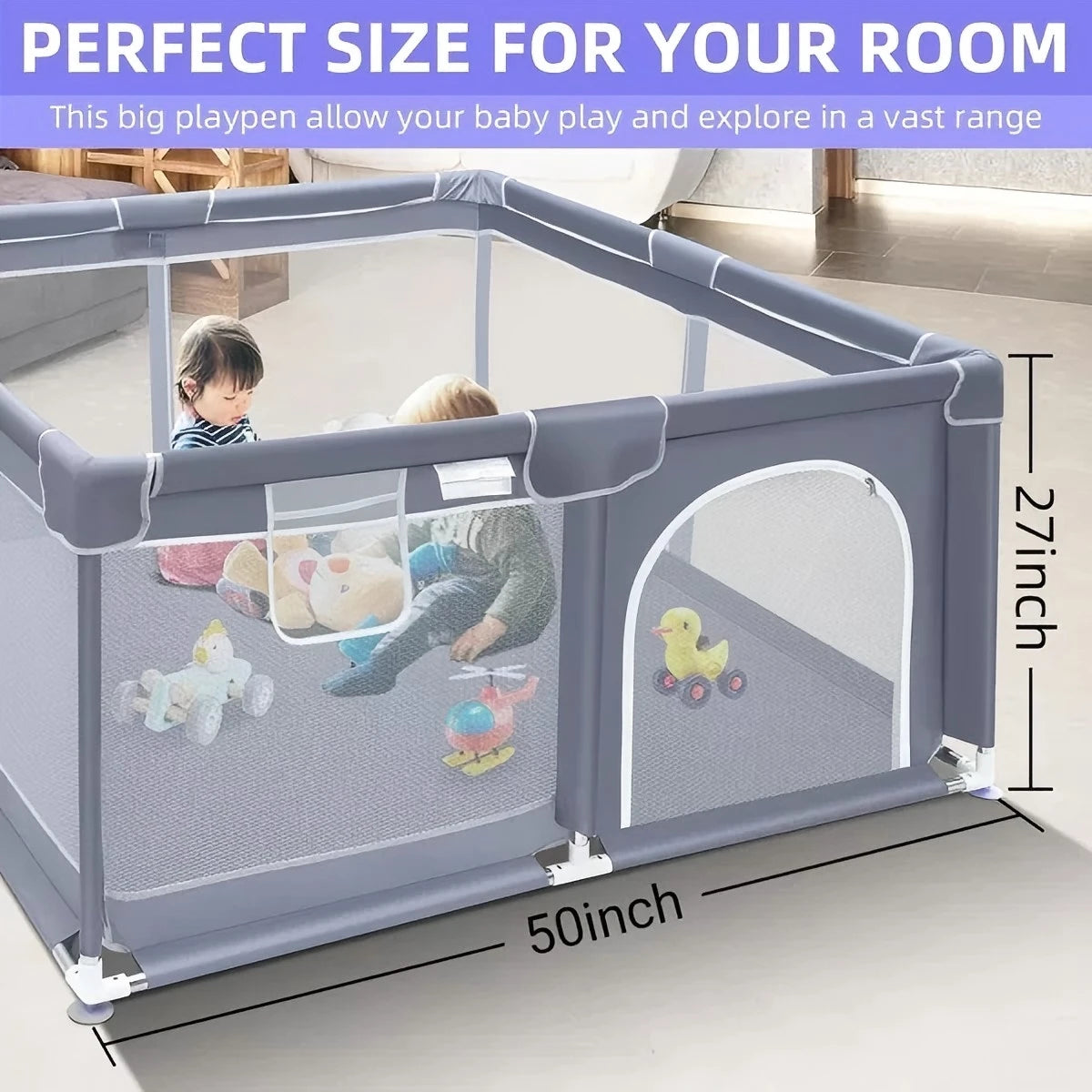 Indoor And Outdoor Baby Playpen With Breathable Mesh Walls
