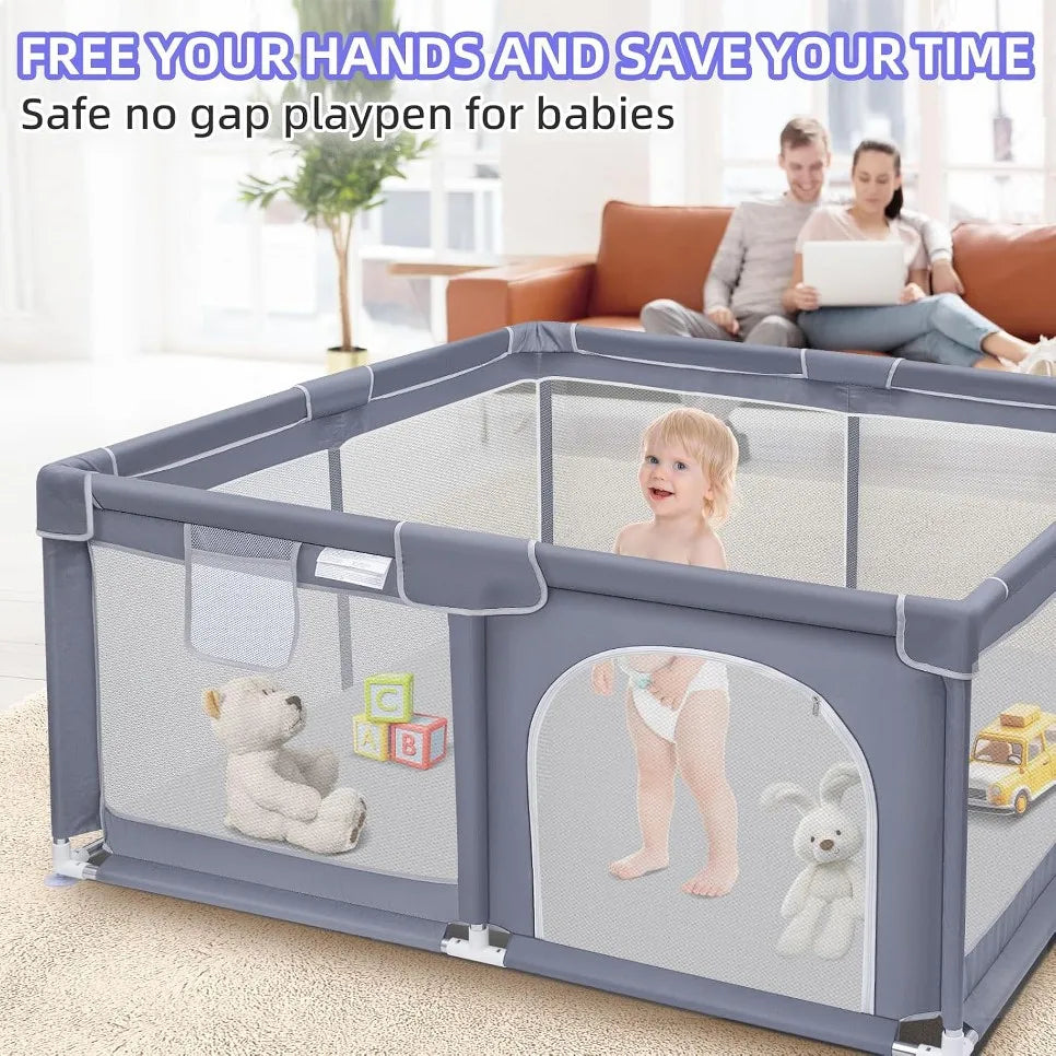 Indoor And Outdoor Baby Playpen With Breathable Mesh Walls