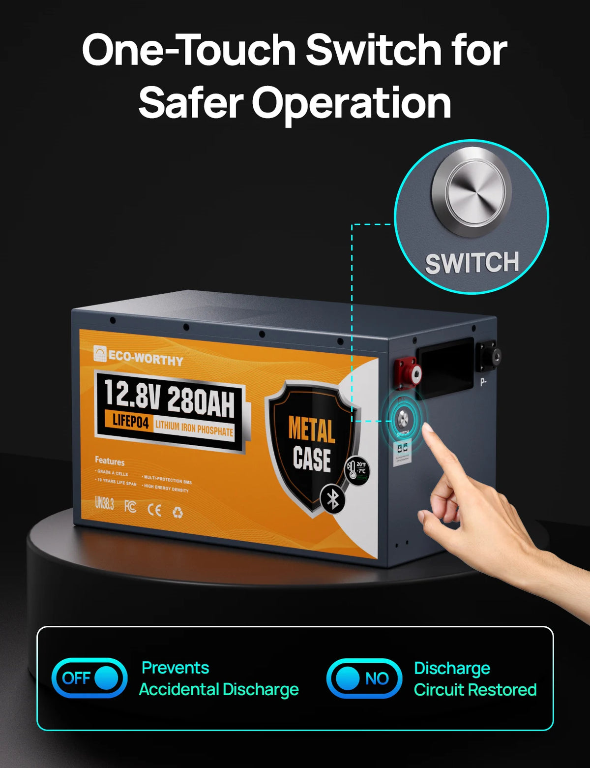 Ecoworthy 12V 280Ah LiFePO4 Deep Cycle Battery With Bluetooth