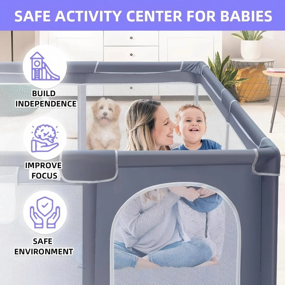 Indoor And Outdoor Baby Playpen With Breathable Mesh Walls