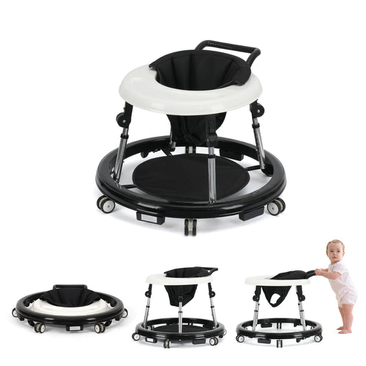 Stable Baby Walker With Adjustable Height And Foldable Activity Tray