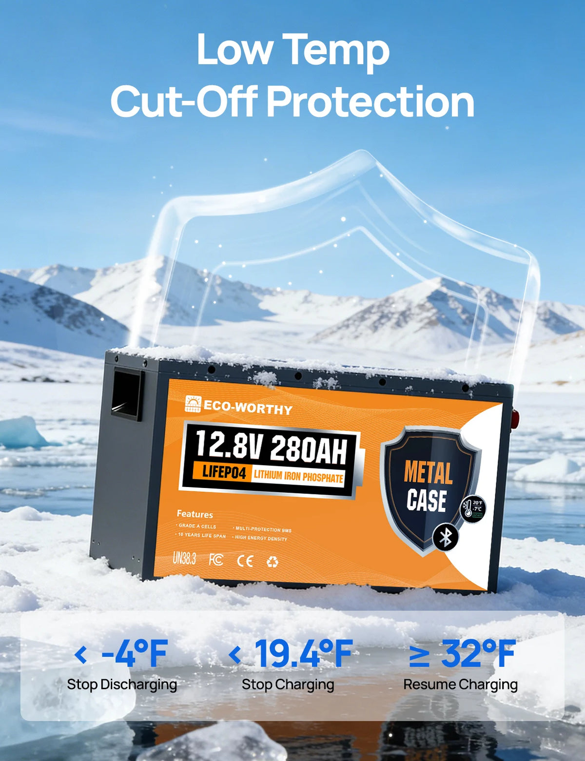 Ecoworthy 12V 280Ah LiFePO4 Deep Cycle Battery With Bluetooth
