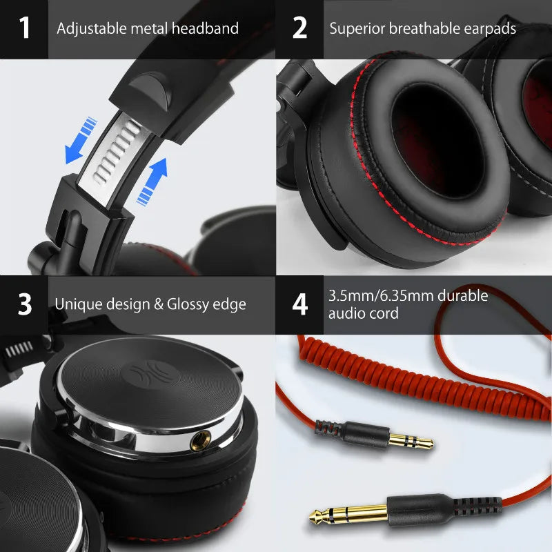 Oneodio Wired Over Ear Studio Monitor Headphones With Microphone