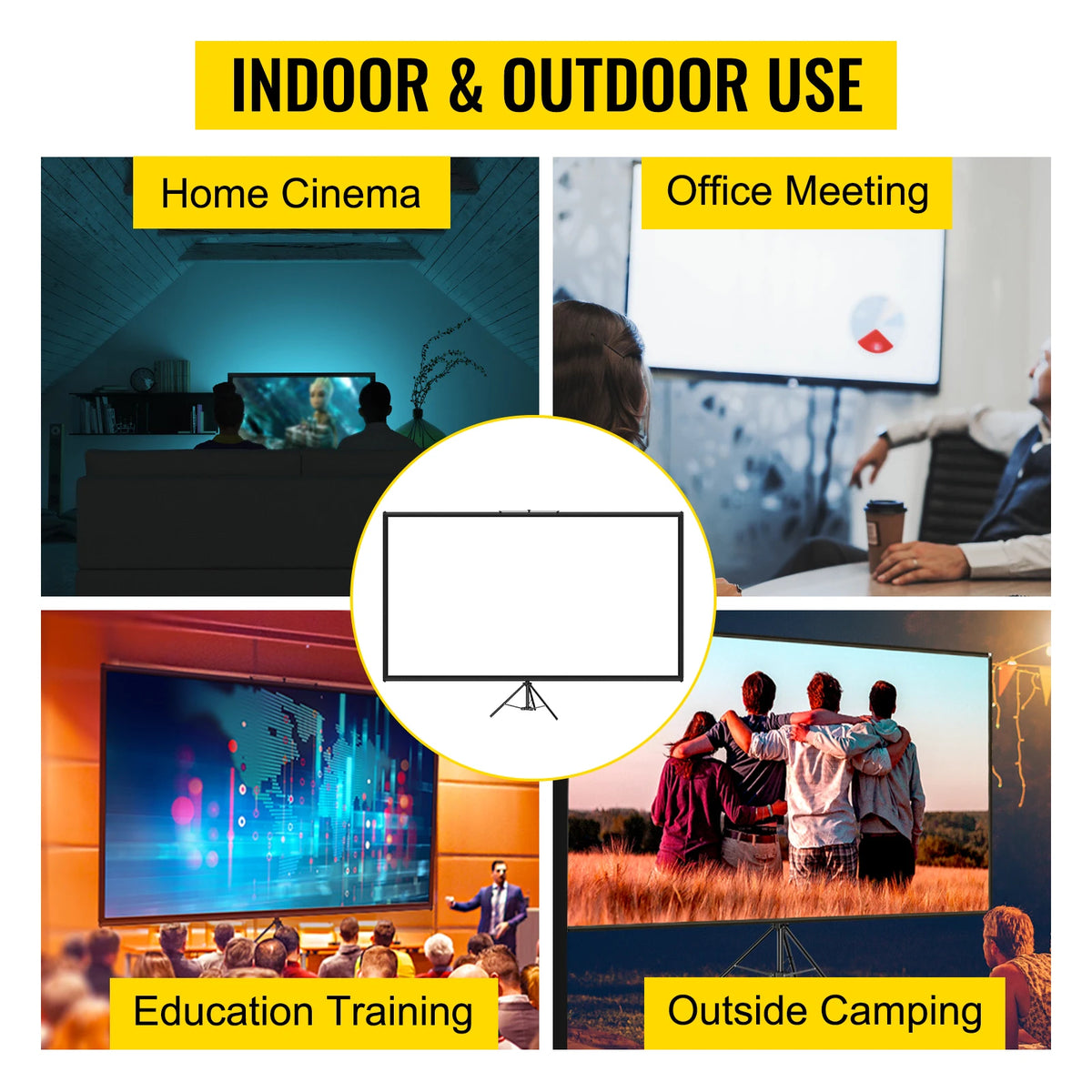 SucceBuy Portable Tripod Projector Screen For Home Cinema
