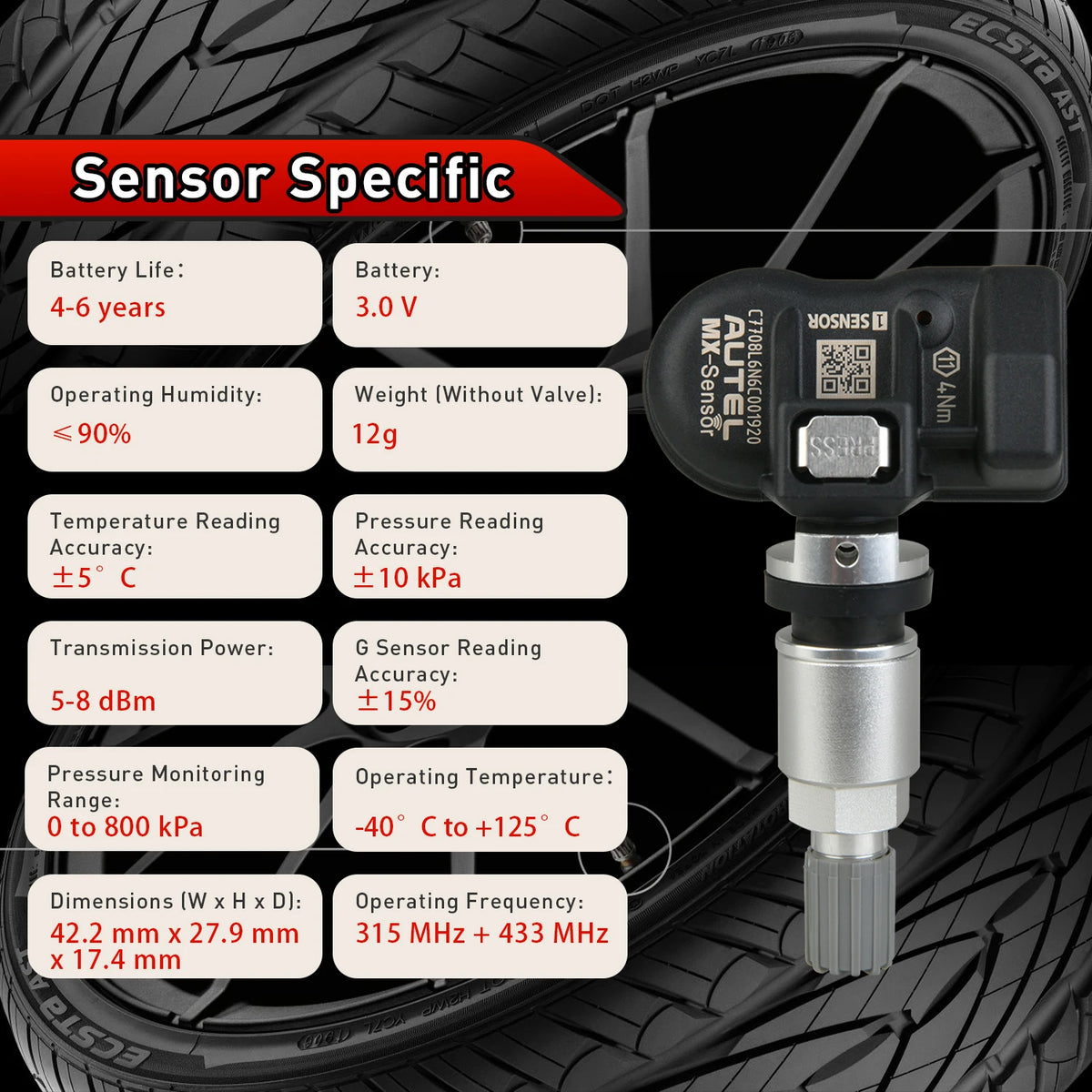 Autel TPMS MX Sensor 315MHz 433MHz 2in1 Programmable Automotive Tool