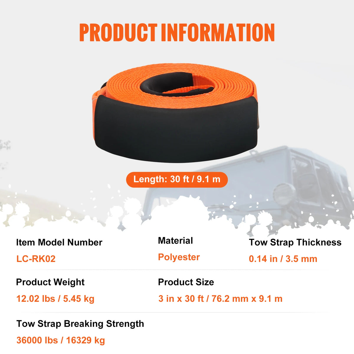 High Strength Polyester Tow Strap Recovery Kit For Trucks