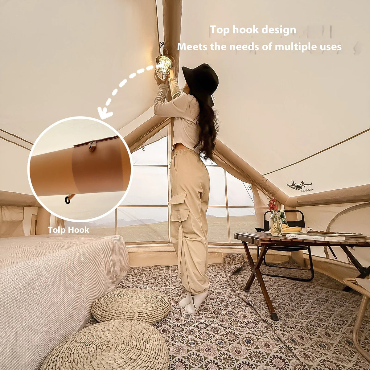 Pakicetus Luxury Inflatable Camping Tent With Stove Plug