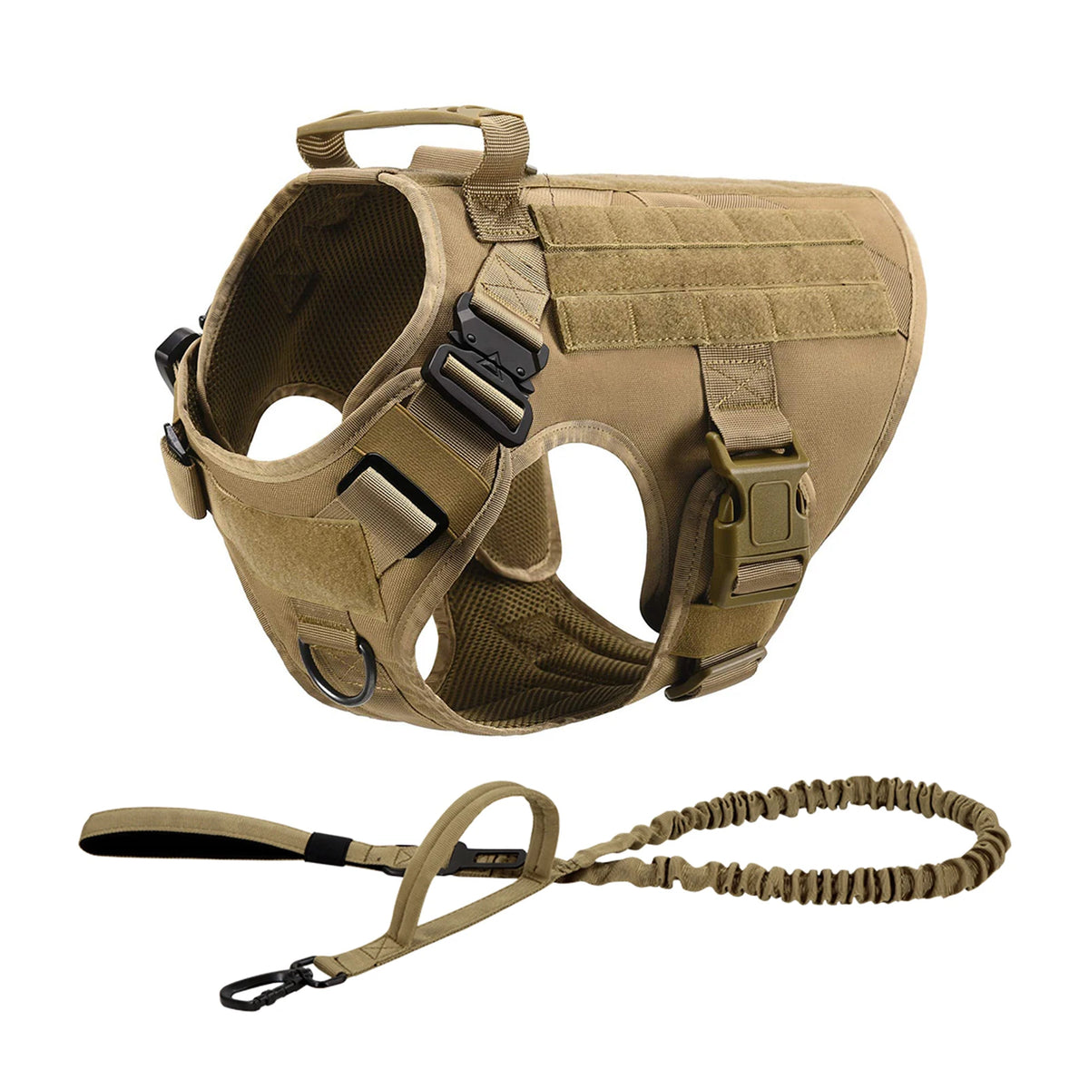 Nylon Tactical Dog Harness With Molle Pouches For Large Breeds