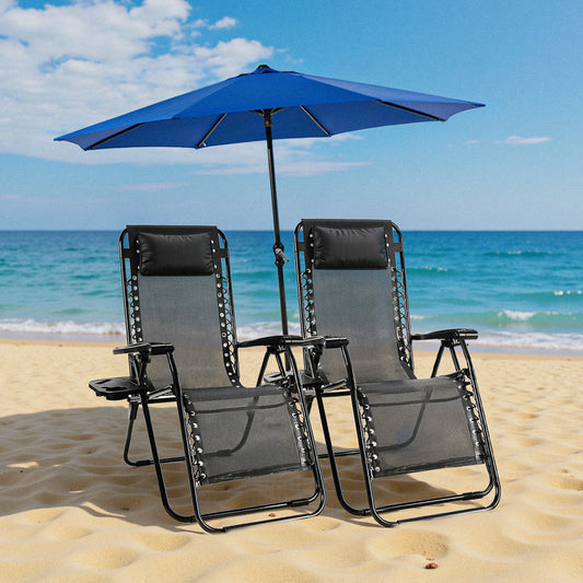 JHK Zero Gravity Portable Recliner Outdoor Lounge Chair With Pillow
