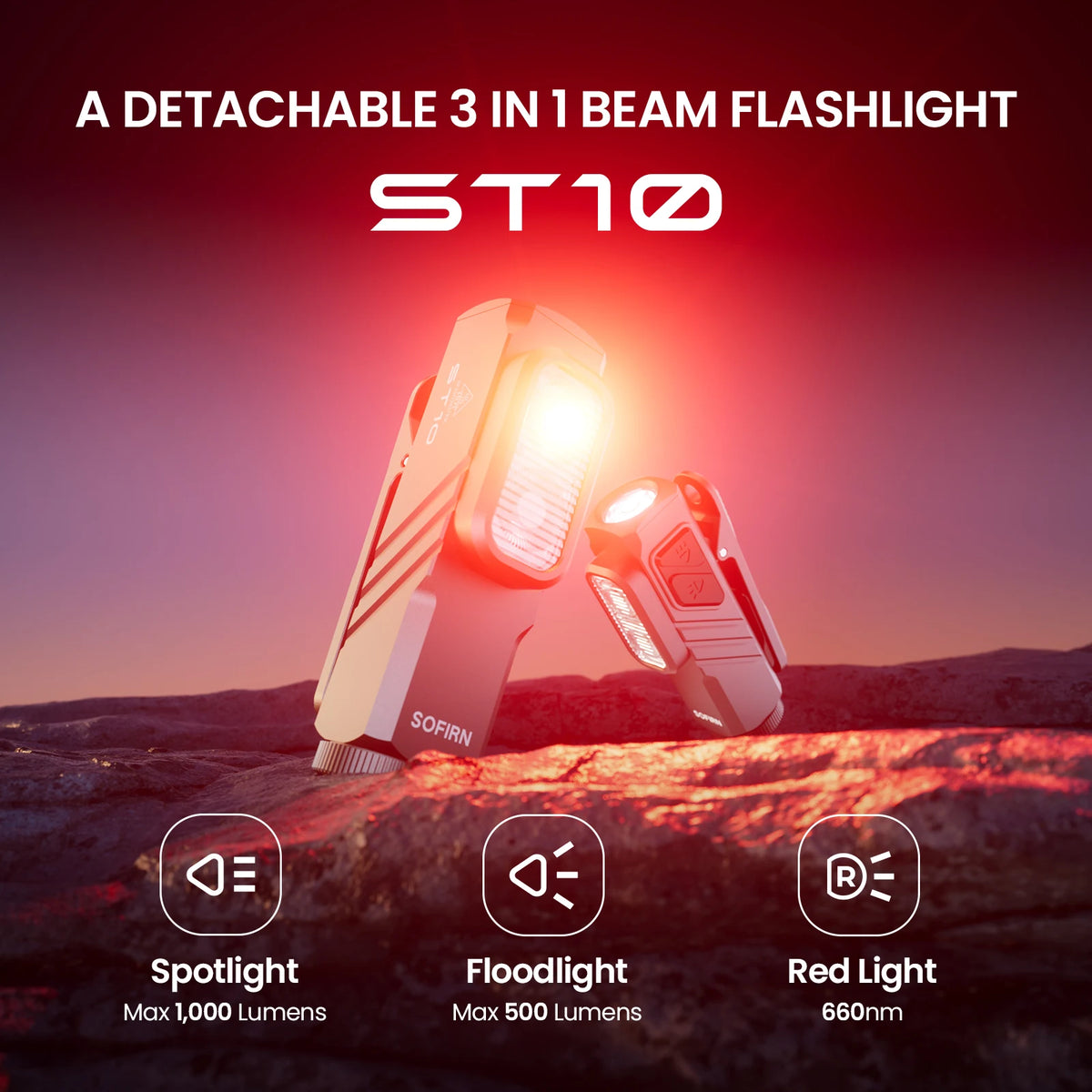 Sofirn ST10 1000LM USB Rechargeable EDC Flashlight With Magnetic Tail