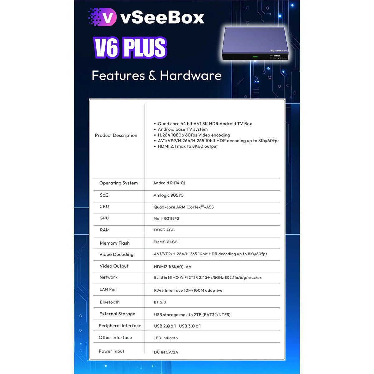 VseeCzydore 64GB 8K HD Android Official Media Player Voice Control