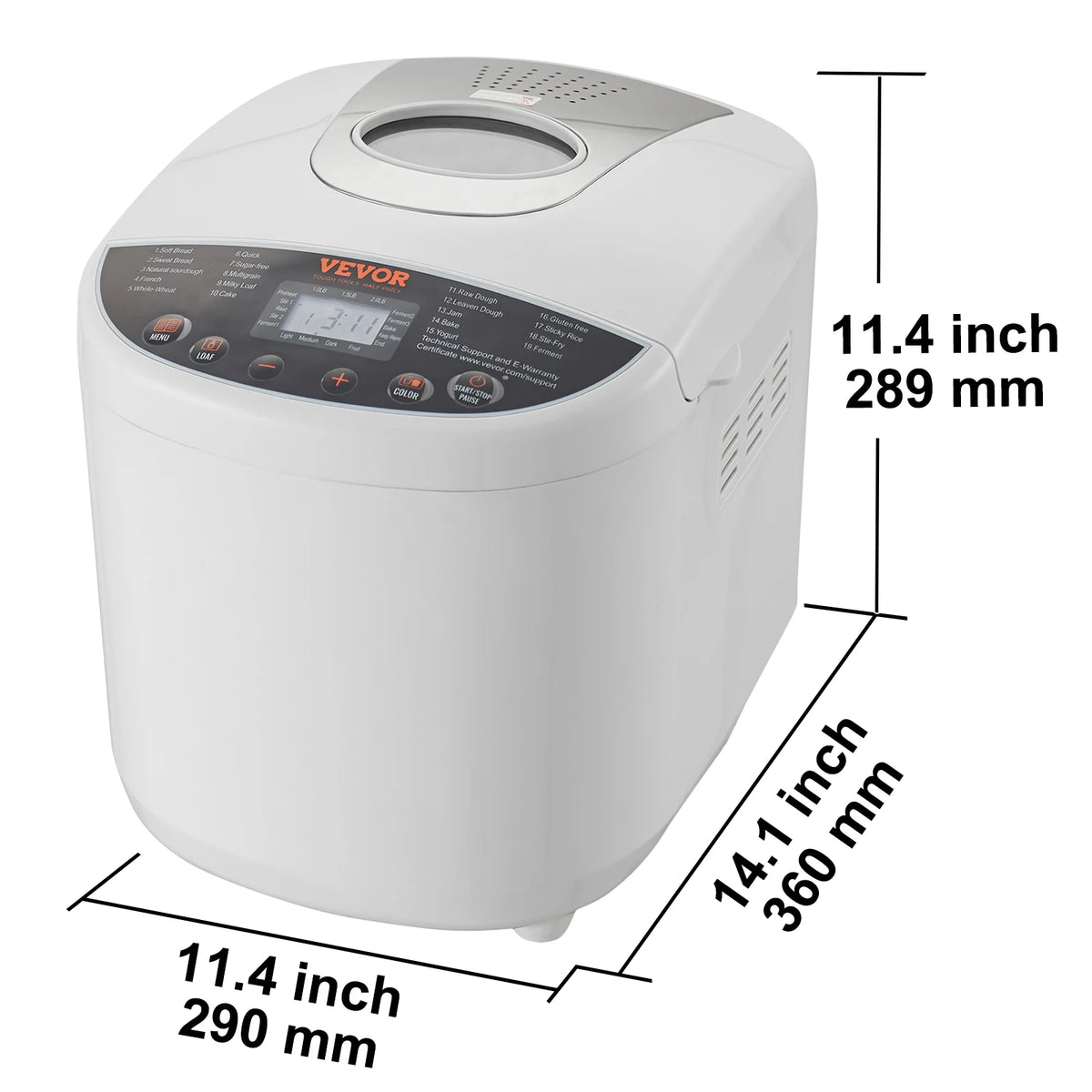 SucceBuy 15 In 1 Automatic Bread Maker With Nonstick Ceramic Pan