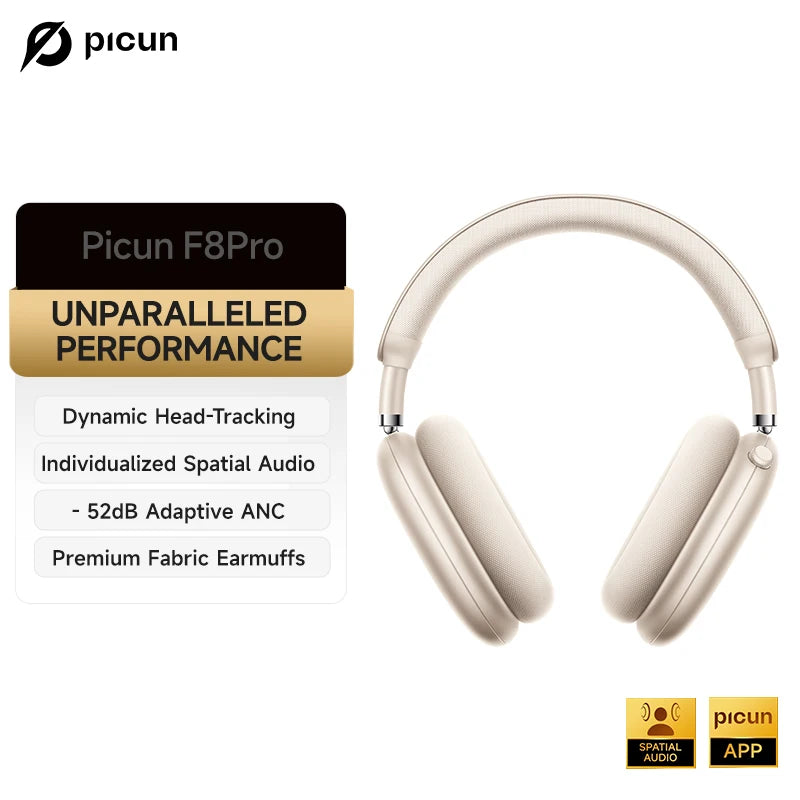 Picun F8 Pro Wireless ANC Headphones Featuring Immersive Spatial Audio