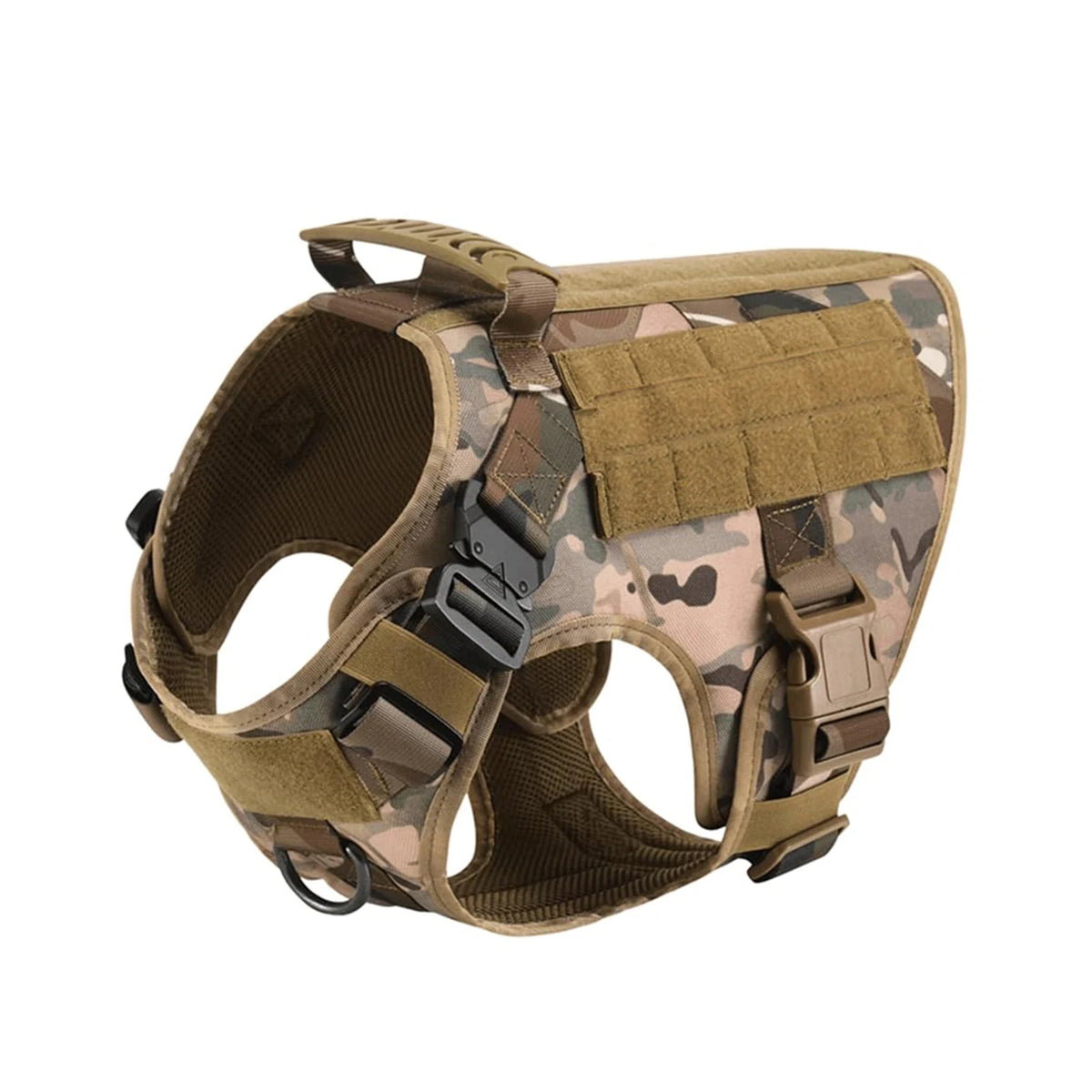 Nylon Tactical Dog Harness With Molle Pouches For Large Breeds