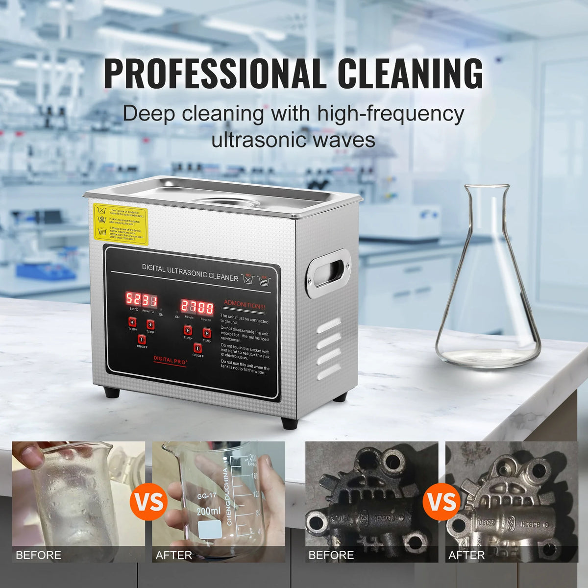 Succebuy Stainless Steel Ultrasonic Cleaner Portable Cleaning Machine For Home