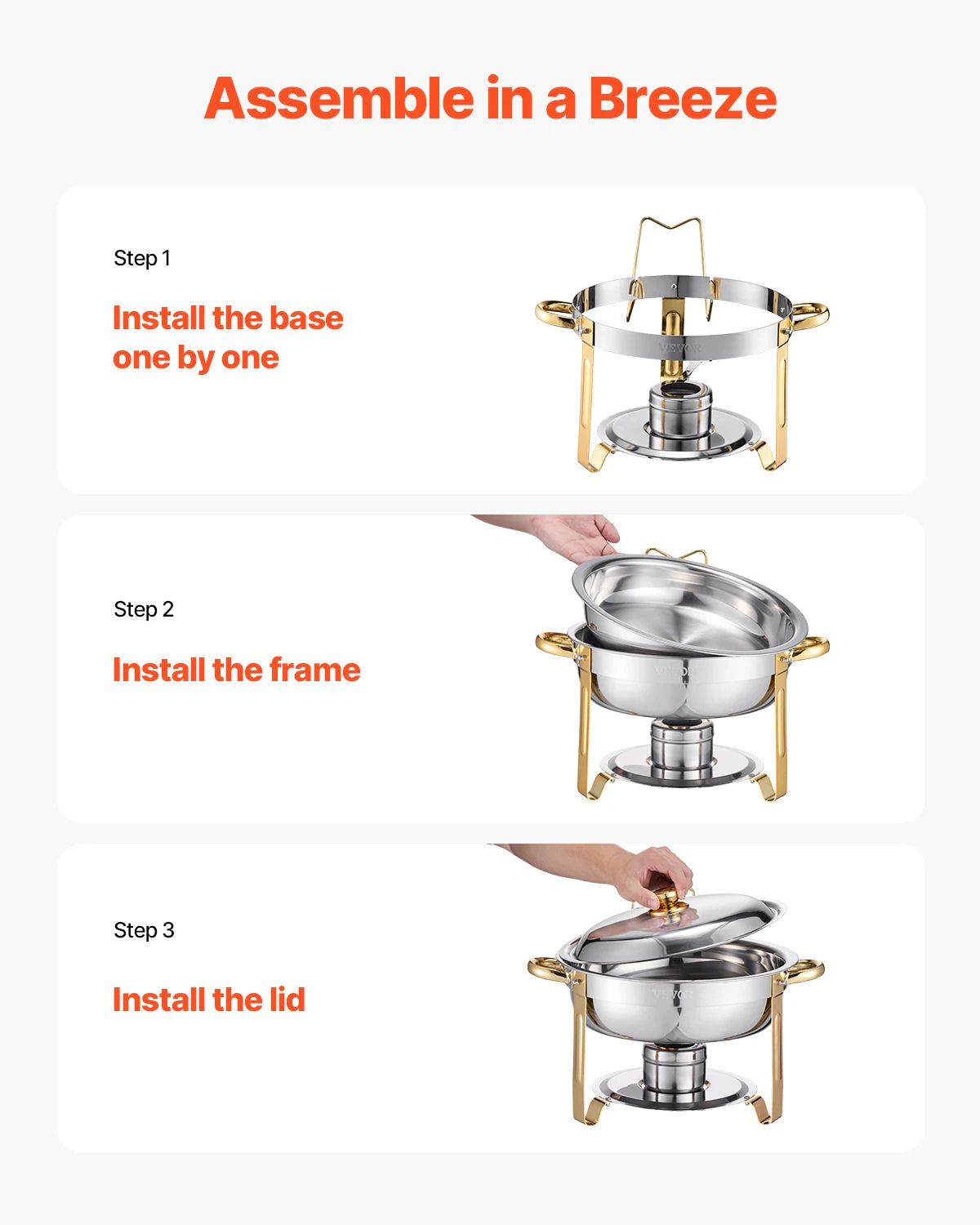 SucceBuy Stainless Steel Chafing Dish Buffet Set With Four Full Size Pans For Catering