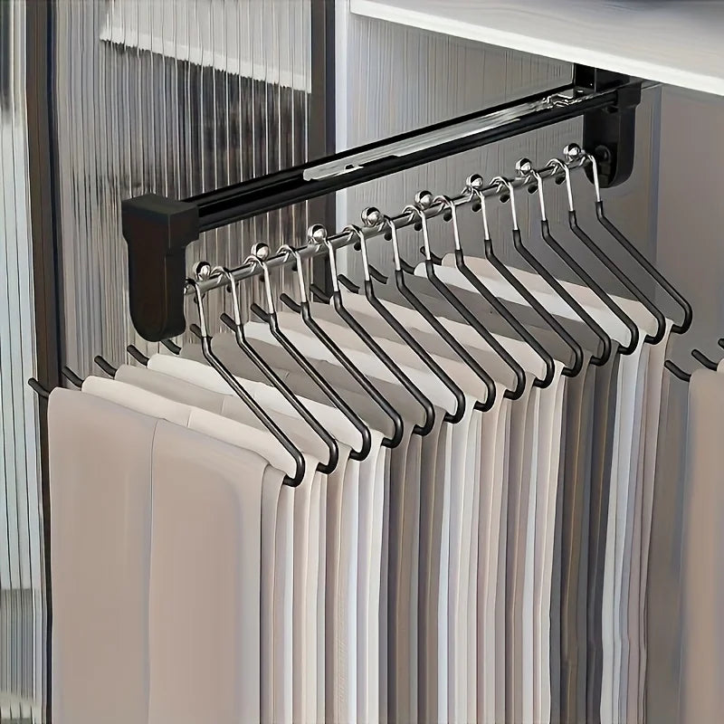 Foldable Adjustable Metal Clothes Storage Rod Hanging Rail Wardrobe Organizer