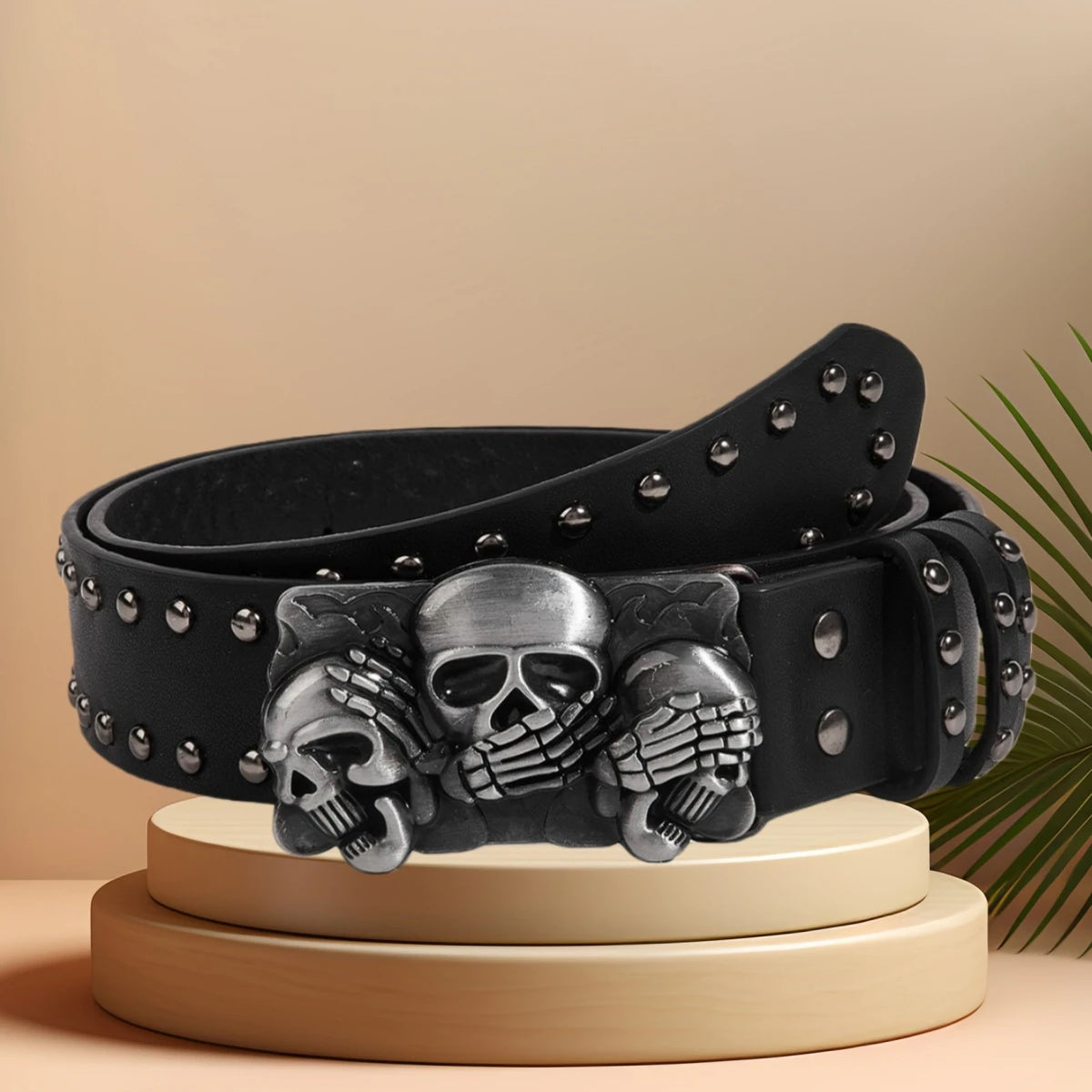 Luxury Punk Gothic Skull Rivet Leather Belt Men Women Unisex