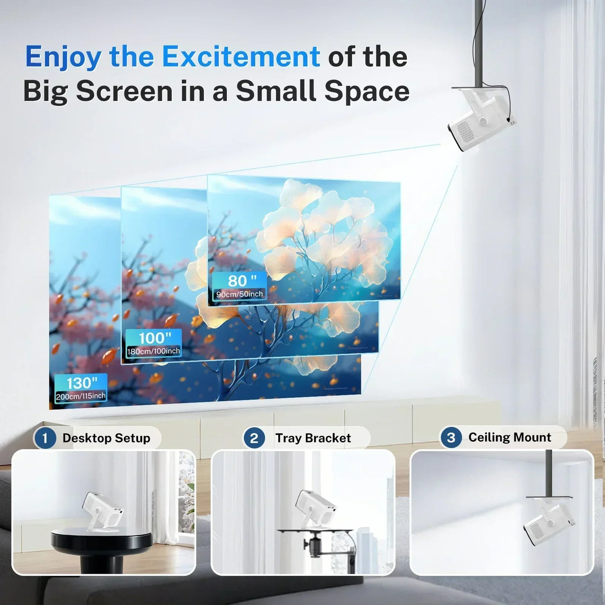 LynCast Smart Mini Projector Native 1080P With Auto Keystone