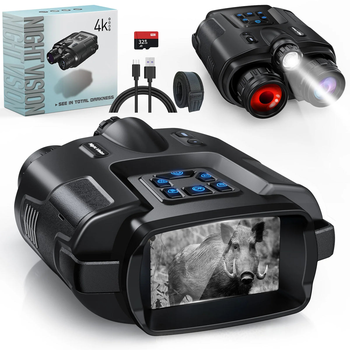 DIYIMIN Rechargeable Night Vision Binoculars With 8X Digital Zoom