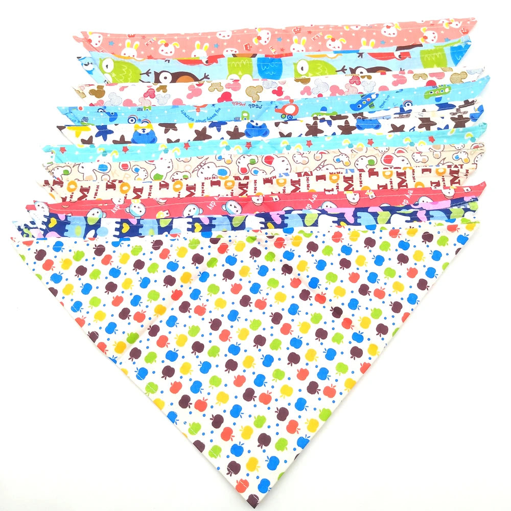 Pack Of 10 Cotton Dog Bandanas Bibs For Pets