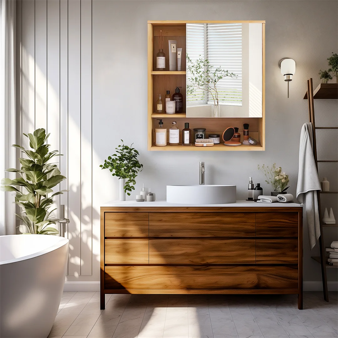 Luvodi Wooden Wall Mounted Medicine Bathroom Cabinet