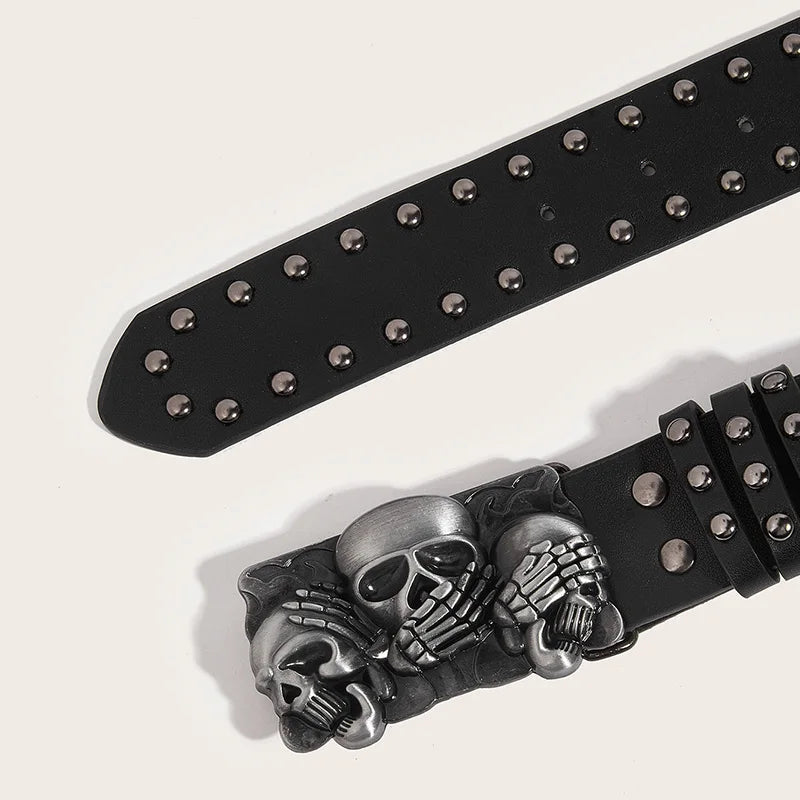 Luxury Punk Gothic Skull Rivet Leather Belt Men Women Unisex