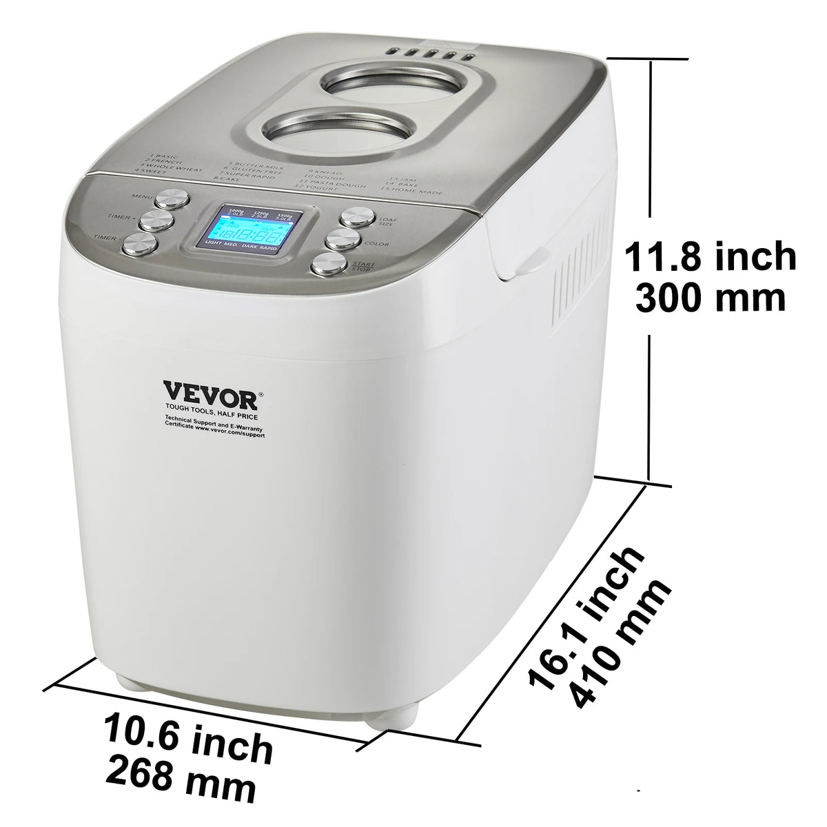 SucceBuy 15 In 1 Automatic Bread Maker With Nonstick Ceramic Pan