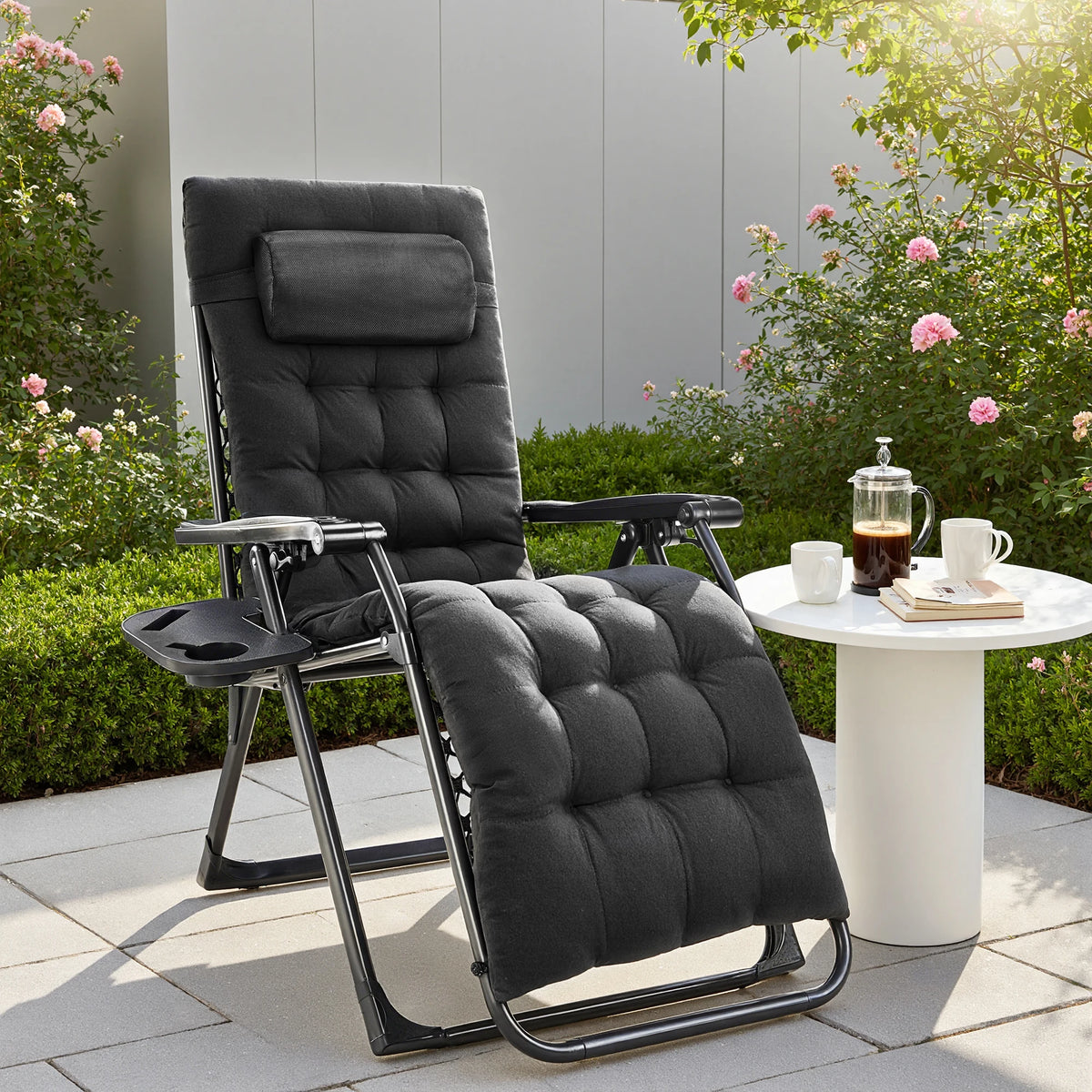 JHK Zero Gravity Portable Recliner Outdoor Lounge Chair With Pillow