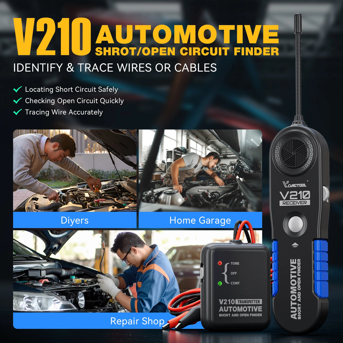 VDIAGTOOL Automotive Circuit Fault Finder Wire Tracer Tool