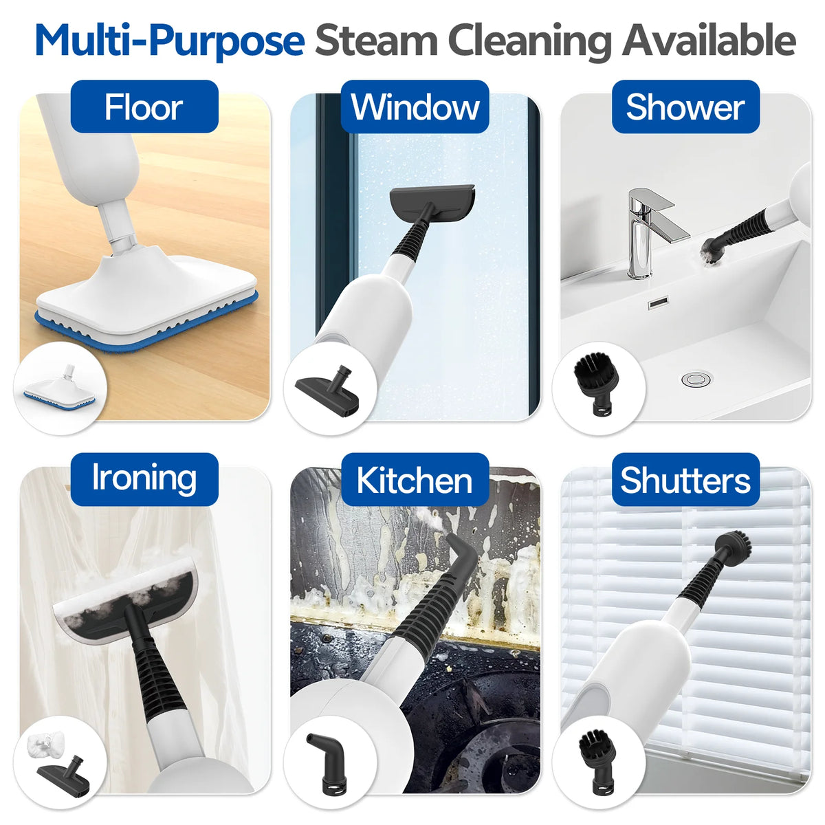 INSE 6-In-1 Detachable Floor Steam Mop For Hard Surfaces
