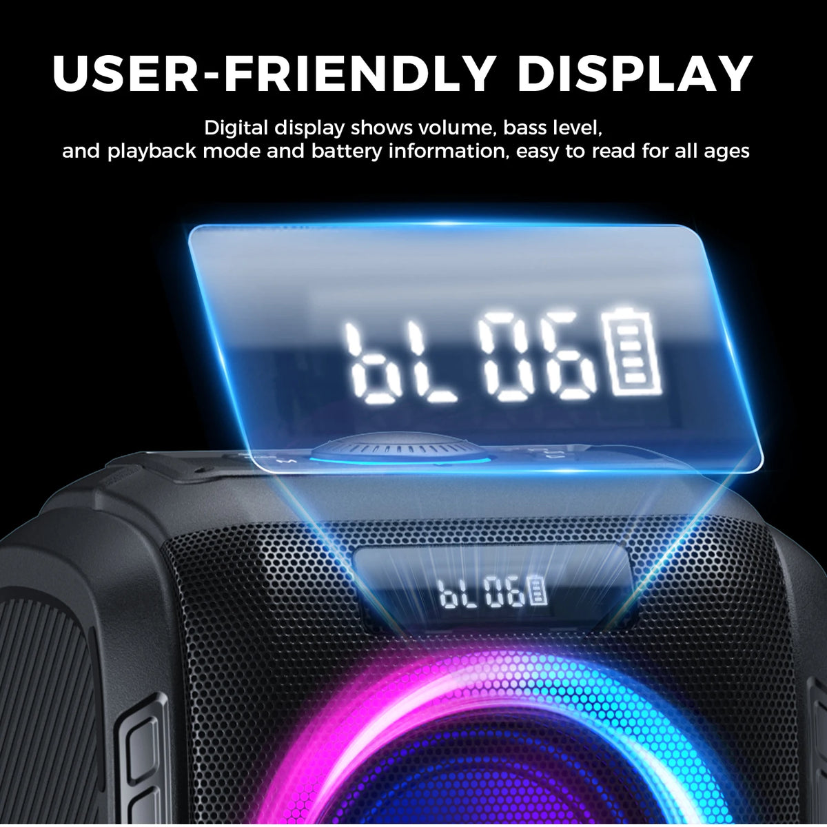 W-King 250W Peak Bluetooth Speaker Portable Wireless Party Bass Audio