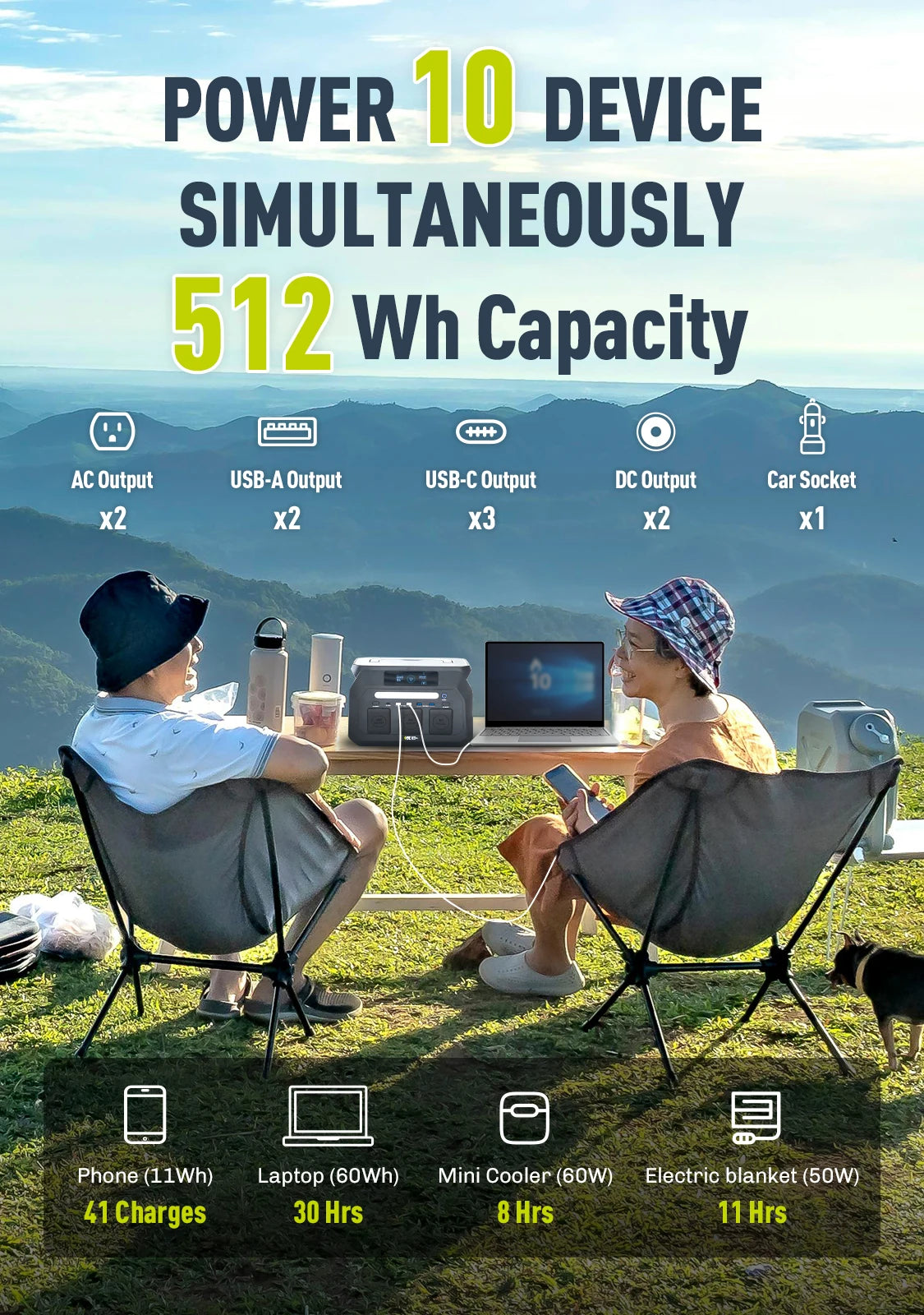 IEE P800 Portable Power Station 512Wh LiFePO4 Solar Generator 800W