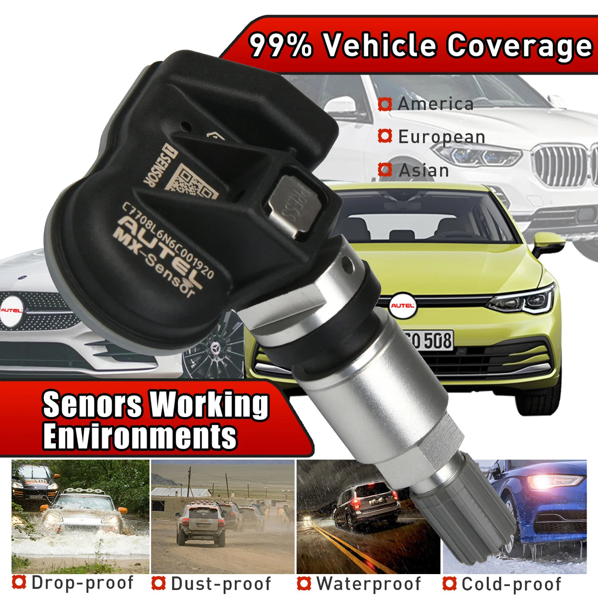 Autel TPMS MX Sensor 315MHz 433MHz 2in1 Programmable Automotive Tool