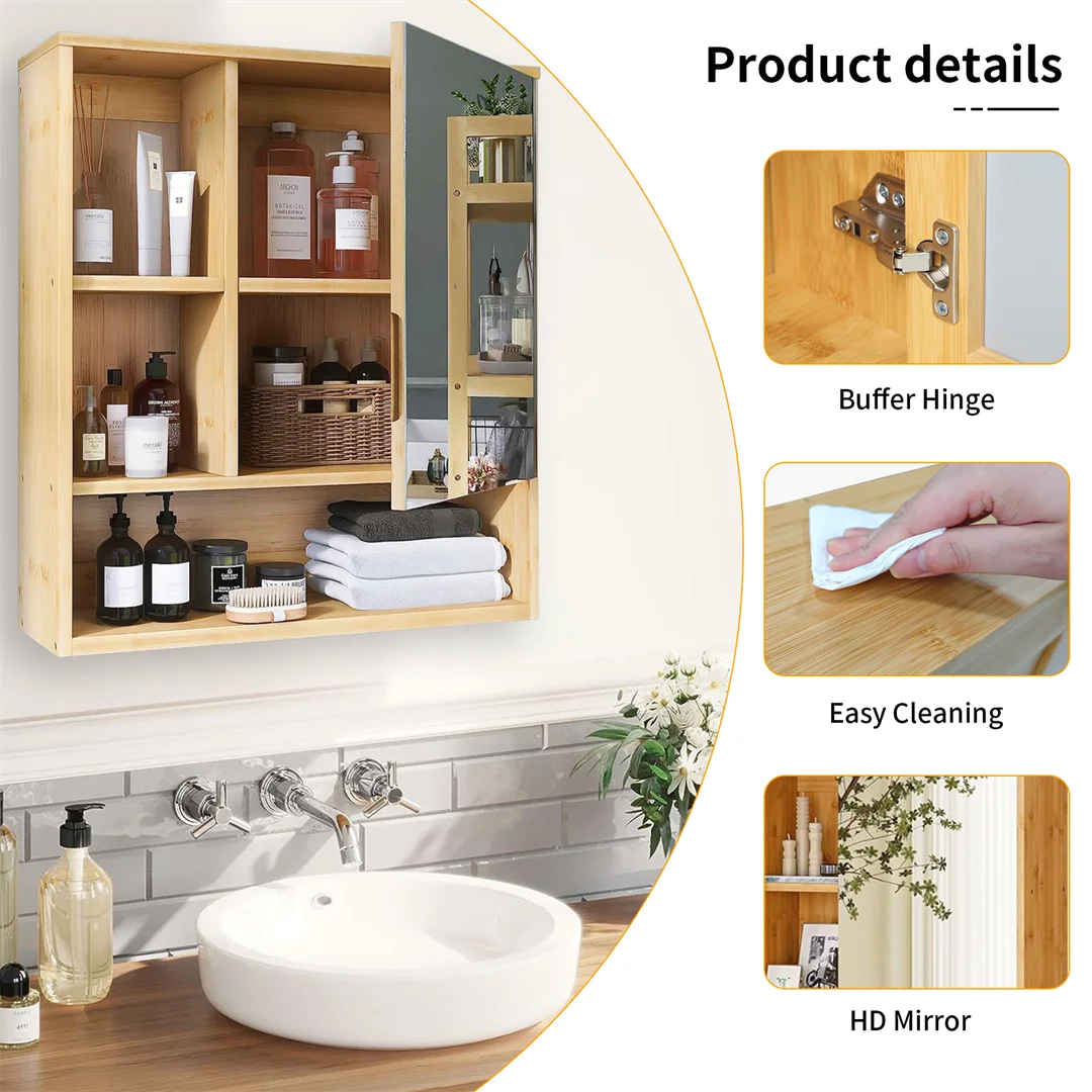 Luvodi Wooden Wall Mounted Medicine Bathroom Cabinet