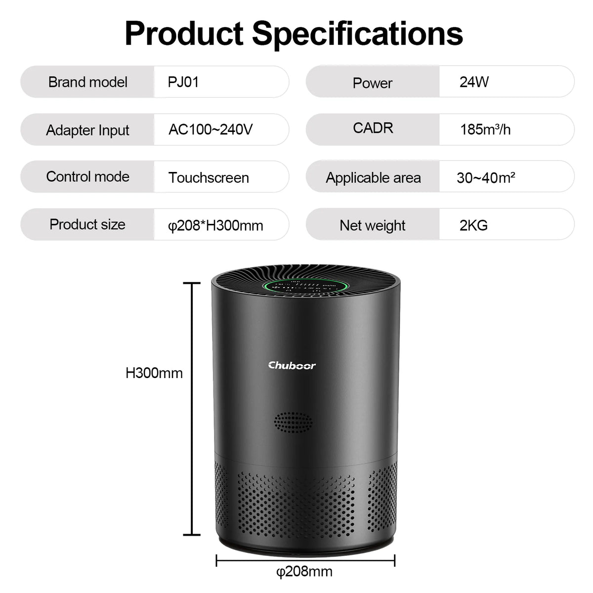 Chuboor True HEPA Air Purifier For Home Bedroom With H13 Filter