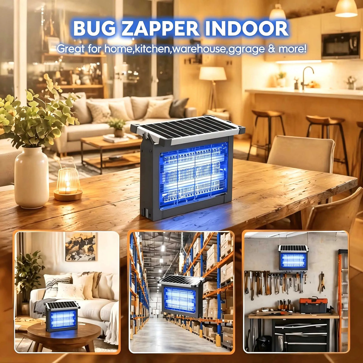 Solar Bug Zapper Outdoor Waterproof 4500V Electric Mosquito Trap Garden