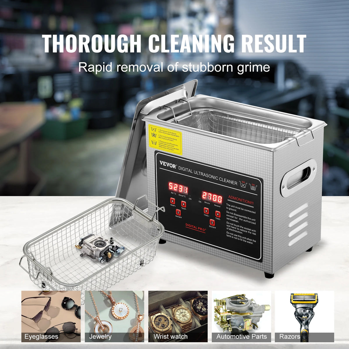 Succebuy Stainless Steel Ultrasonic Cleaner Portable Cleaning Machine For Home