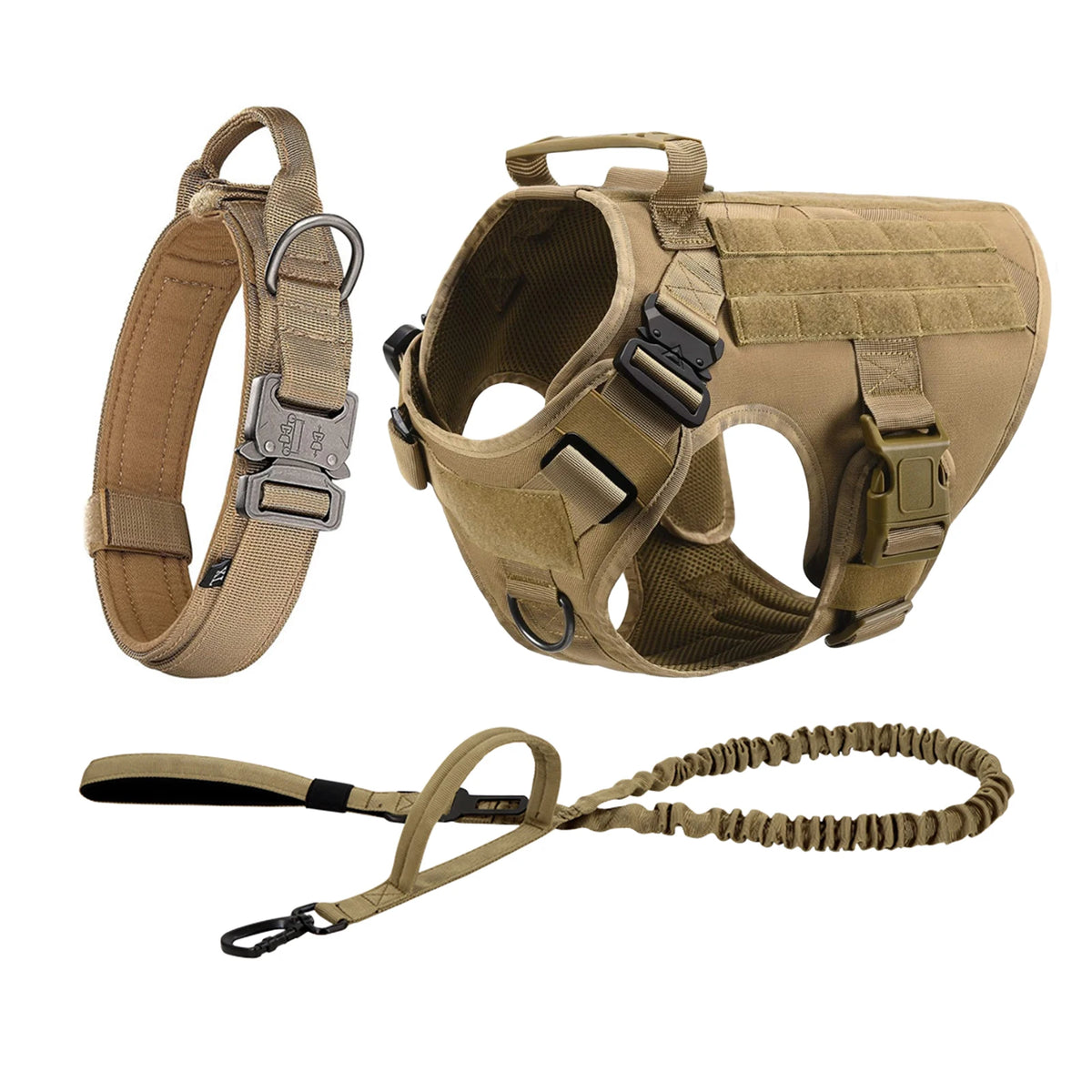 Nylon Tactical Dog Harness With Molle Pouches For Large Breeds