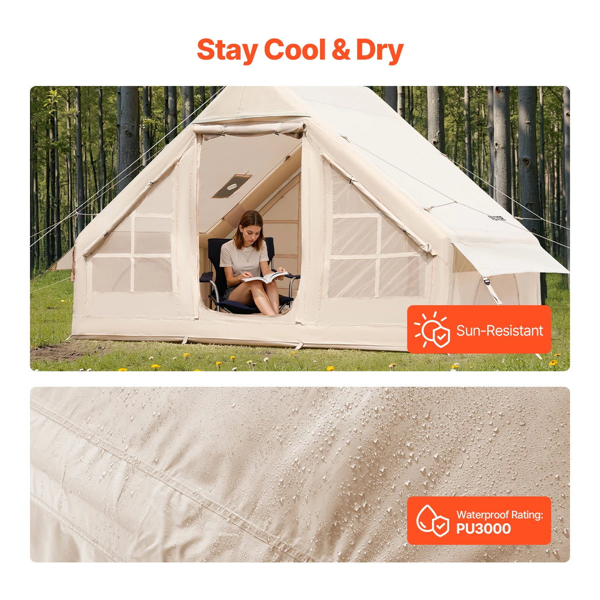 SucceBuy Inflatable Camping Tent Easy Setup Hand Pump Stove Jack
