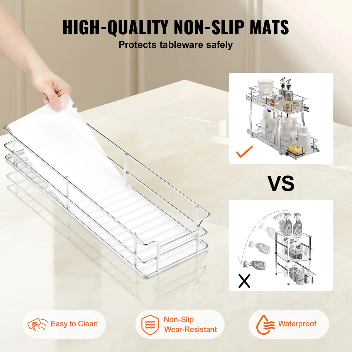 VEVOR Heavy Duty Chrome Plated Steel Pull Out Cabinet Organizer