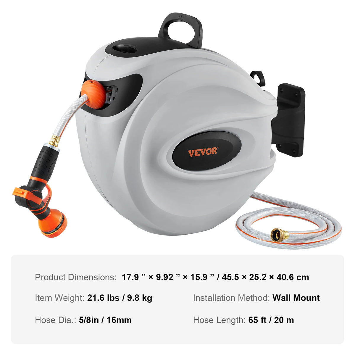 SucceBuy Retractable Garden Water Hose Reel With Nozzle