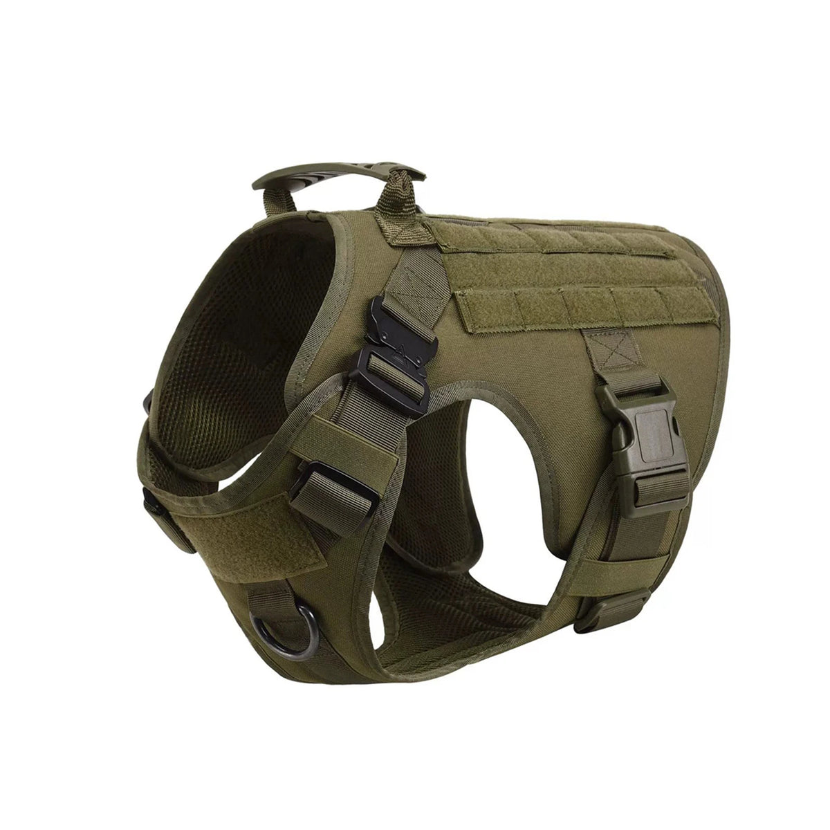 Nylon Tactical Dog Harness With Molle Pouches For Large Breeds